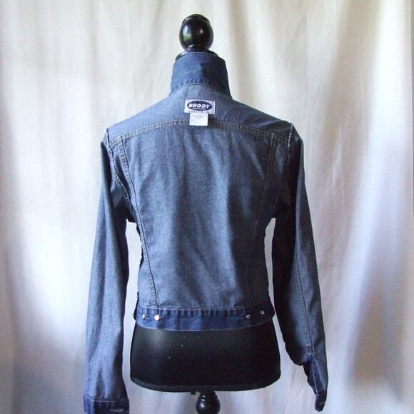 Brody jean jacket denim cowgirl cropped medium spring summer coat vintage 1990s - Picture 9 of 15